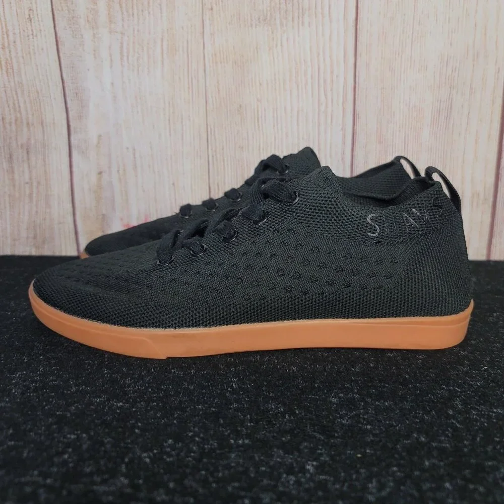 Suavs The Zilker Black Gum Knit Lace Up Sneakers Women's Size 7 Minimalist Shoes - Picture 2 of 8